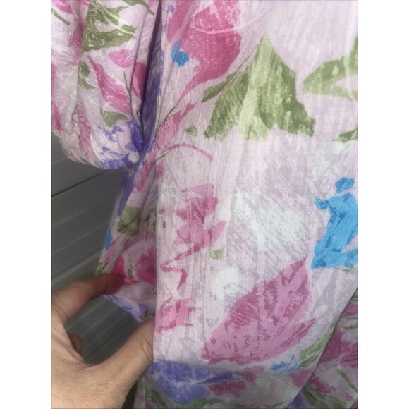 Vintage 70 David Brown California Half Zip House Coat Mumu Dress Sz Small Floral - Picture 5 of 10